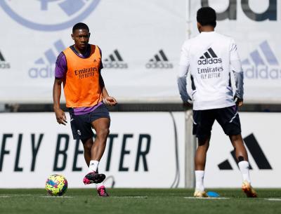 David Alaba, en una sesión del Real Madrid (Foto: RM).