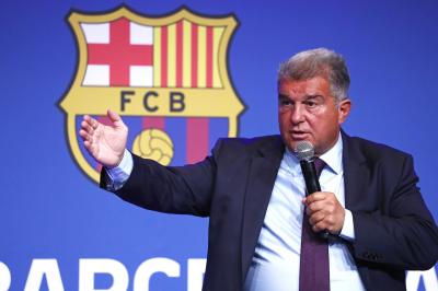 Joan Laporta, durante una rueda de prensa en el Camp Nou (Foto: Cordon Press).