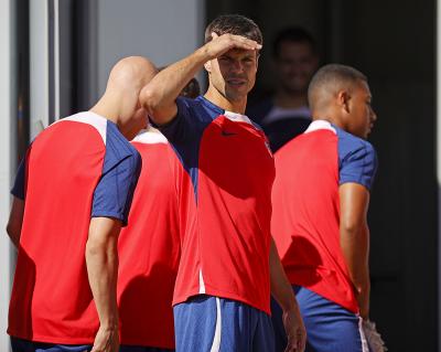 César Azpilicueta, en una sesión del Atlético de Madrid (Foto: ATM).