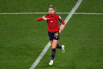 Olga Carmona dedica a Merchi su gol en la final del Mundial 2023 (Foto: EFE).