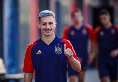 Bryan Zaragoza, en su primer entrenamiento como internacional. (Foto: RFEF)