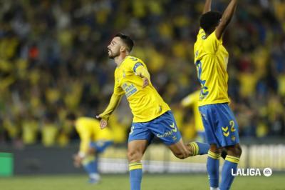 Kirian Rodríguez celebra su gol en el Las Palmas-Atlético de Madrid (Foto: LALIGA).