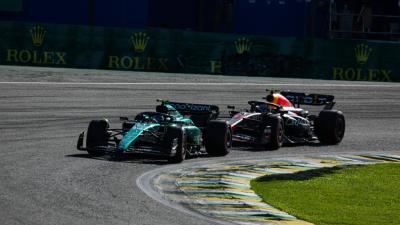 Fernando Alonso y Checo Pérez, en el GP de Brasil (Foto: Cordon Press).