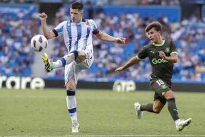Pablo Torre, con el Girona ante la Real Sociedad. (Foto: EFE).