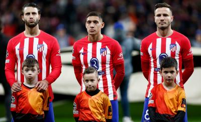 Mario Hermoso, Nahuel Molina y Saúl Ñíguez, en el Atlético-Lazio (Foto: ATM).