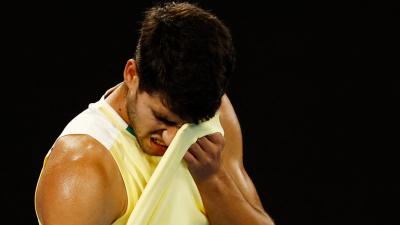 Alcaraz, en el partido contra Zverev.