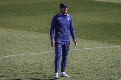 Simeone, en un entrenamiento con el Atlético (Foto: EFE).