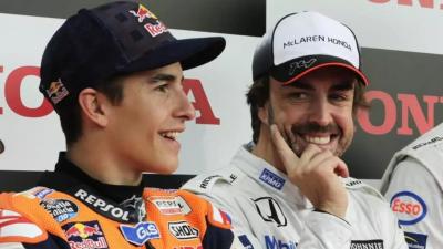 Marc Márquez y Fernando Alonso, en un evento con Honda