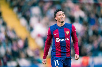 Raphinha celebra su gol en el Barcelona-Getafe (FOTO: Cordón Press).