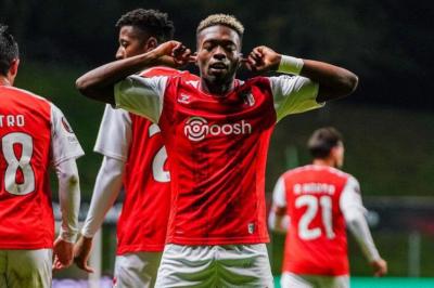 Álvaro Djaló celebra un gol con el Sporting de Braga (Foto: SC Braga).
