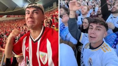 El tiktoker que lloró con el Athletic, en el recibimiento del Real Madrid.