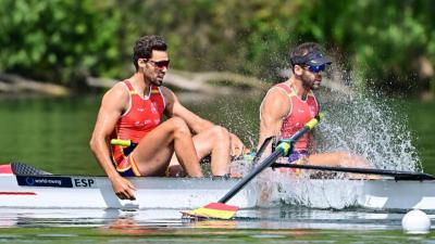 Jaime Canalejo y Javier García, en la Copa del Mundo de remo en Lucerna (Suiza).