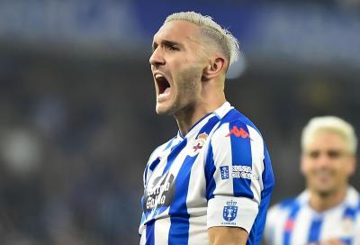 Lucas Pérez celebra su gol al Castellón (Foto: RC Deportivo).