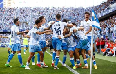 El Málaga, en la efusividad de un gol en La Rosaleda. (MCF)
