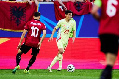 Jesús Navas, ante Albania (Foto: SEFútbol).