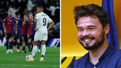 Gabriel Rufián se ríe de la derrota del Real Madrid en el Clásico.
