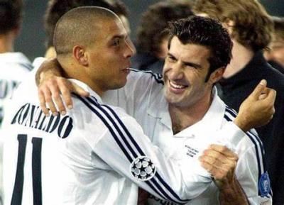 Ronaldo Nazário y Luis Figo en el Real Madrid.