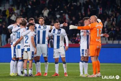 Los jugadores del Leganés celebran el triunfo ante el Barcelona (Foto: LaLiga).