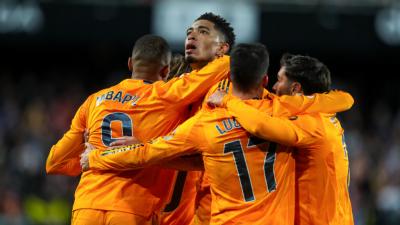 El Real Madrid celebrando su gol contra el Valencia (Cordon Press)