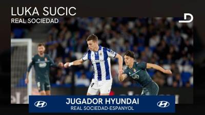 Luka Sucic, jugador Hyundai del Real Sociedad-Espanyol.