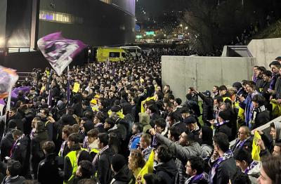 Aficionados del Real Valladolid congregados en el Estadio José Zorrilla.