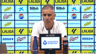 Gaizka Garitano, en sala de prensa tras el Cádiz-Almería.