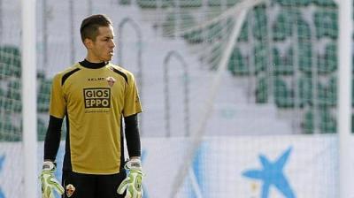 El portero durante un entrenamiento. 