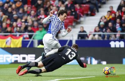 Oblak y Oyarzabal, en el último Atlético de Madrid-Real Sociedad (Foto: LaLiga).