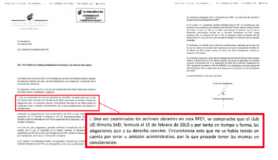 Así se explica en los documentos (FOTO: UD Almería).