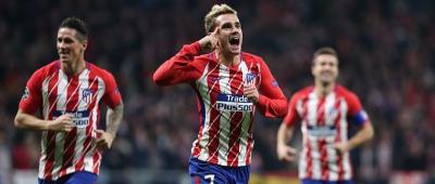 Griezmann celebra el 1-0 ante la Roma.