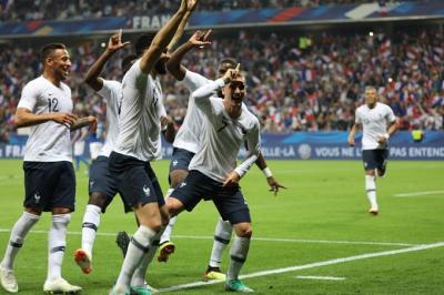Celebración de un gol de Francia.