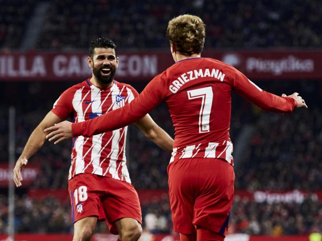 Griezmann y Costa festejan un gol con el Atlético.