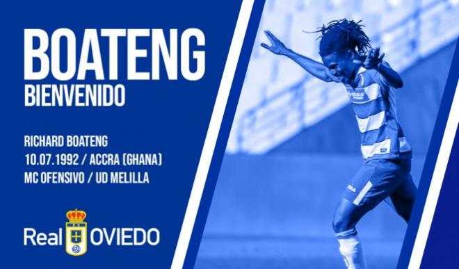 Richard Boateng, nuevo jugador del Real Oviedo para las próximas dos temporadas. El club lo ha hecho oficial.