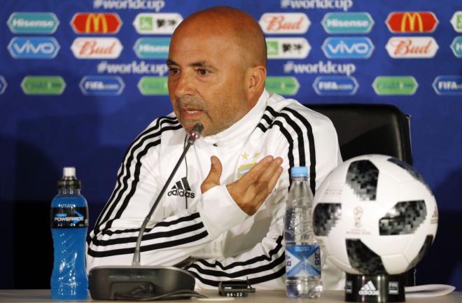 Jorge Sampaoli, seleccionador de Argentina, en rueda de prensa.