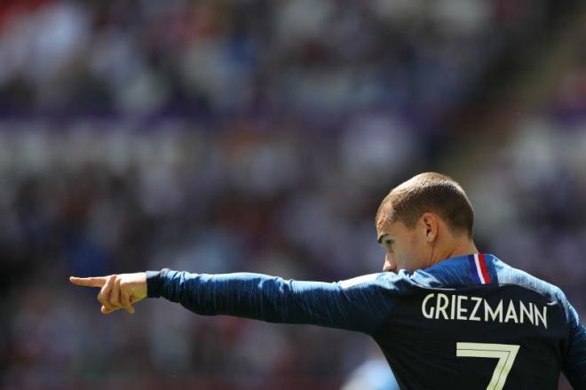 Griezmann celebra su gol de penalti en el encuentro Francia-Australia (2-1) del Mundial de Rusia 2018