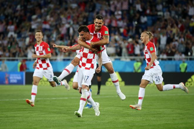Los jugadores de Croacia celebran un gol durante el partido ante Nigeria.