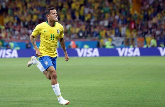 Coutinho celebra su gol en el Brasil-Suiza del Mundial de Rusia.