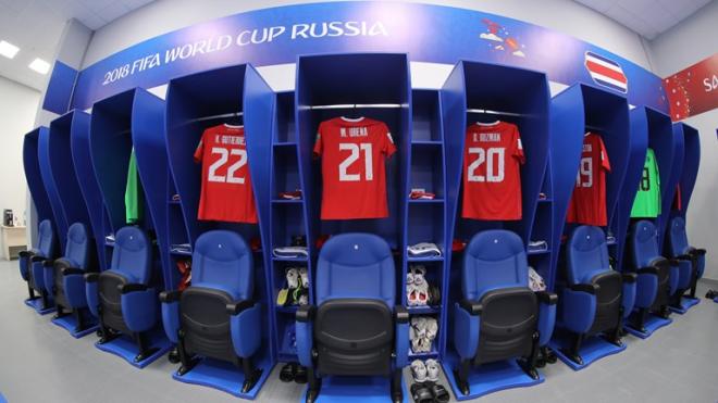 El vestuario de Costa Rica, antes del partido ante Serbia en el último Mundial.