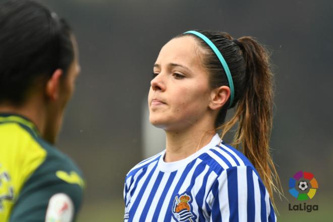 Claudia Zornoza, antes de un partido de la Real Sociedad (LaLiga).