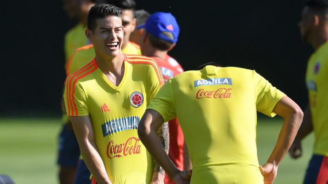 James, durante el último entrenamiento de Colombia previo al partido ante Japón..