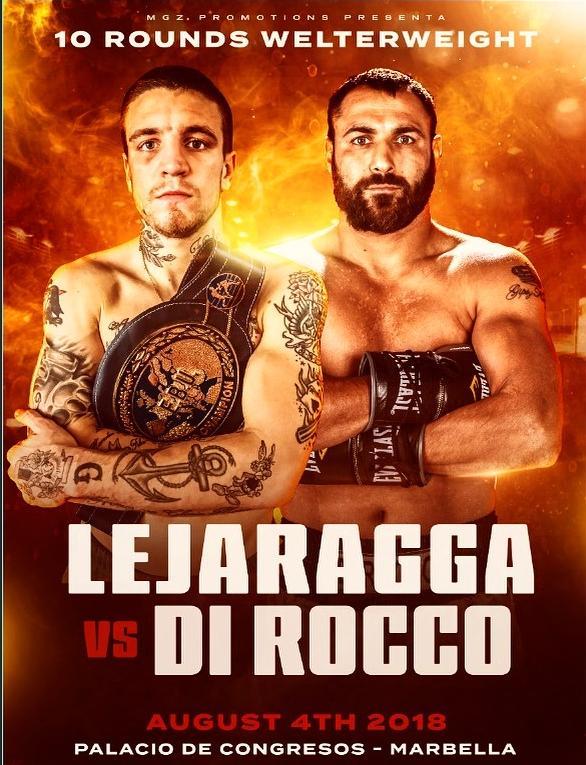 Cartel de la pelea en Marbella entre Kerman Lejarraga y Michele Di Rocco.
