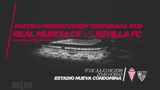 Cartel del partido de presentación del Real Murcia.