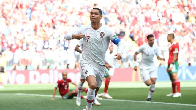 Cristiano Ronaldo celebra el 1-0 para Portugal.