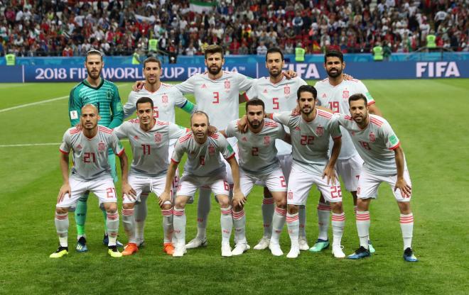 Alineación titular de la selección española en el partido ante Irán de la fase de grupos del Mundial de Rusia 2018.