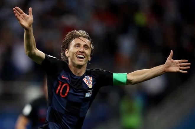 Luka Modric celebra su gol a Argentina en el Mundial de Rusia 2018.