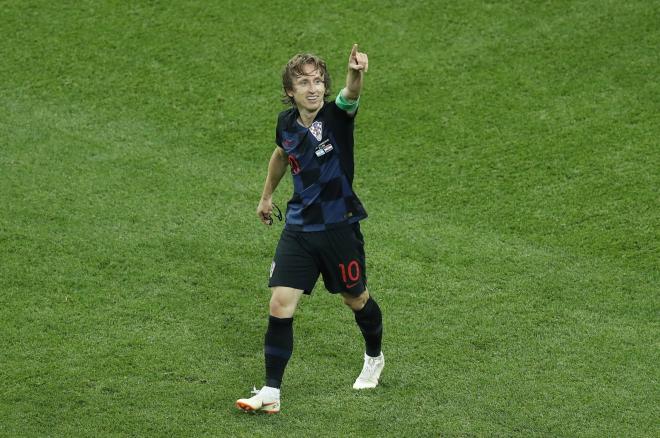 Celebración de Luka Modric después de su gol a Argentina con Croacia en el Mundial de Rusia 2018.