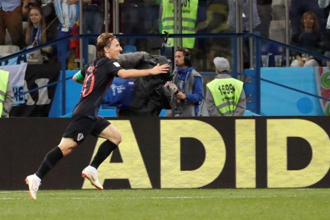 Modric celebra su gol en el Argentina-Croacia de la fase de grupos del Mundial de Rusia.