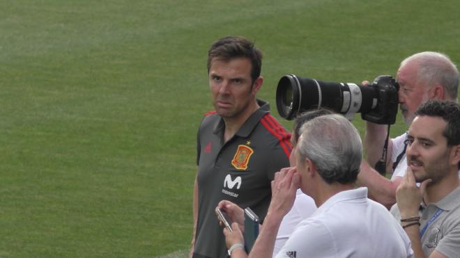 Carlos Marchena, en un entrenamiento de la selección española.