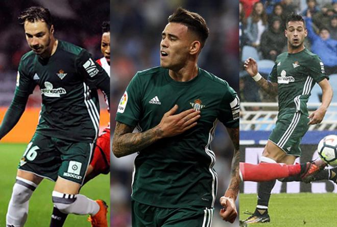 Loren, Sanabria y Sergio León, los delanteros del Betis.