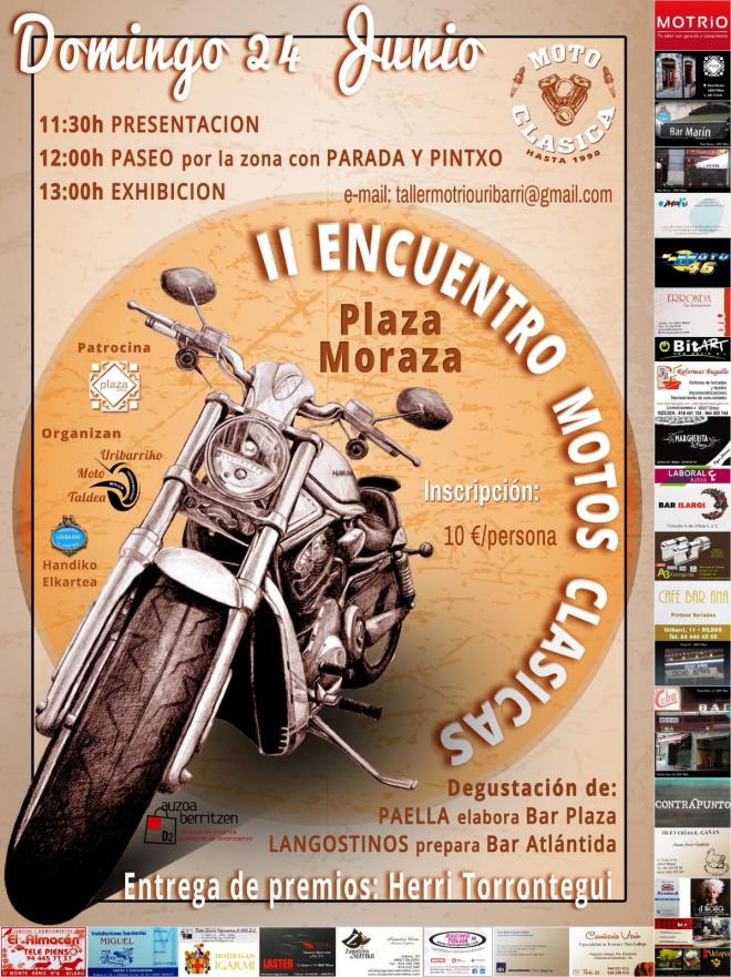 Cartel del II encuentro de Motos Clásicas en Uribarri (Bilbao).